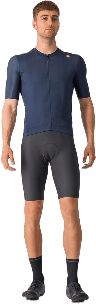 Castelli Espresso SS men's cycling jersey in black with short sleeves, featuring a fitted design and logo on the front.
