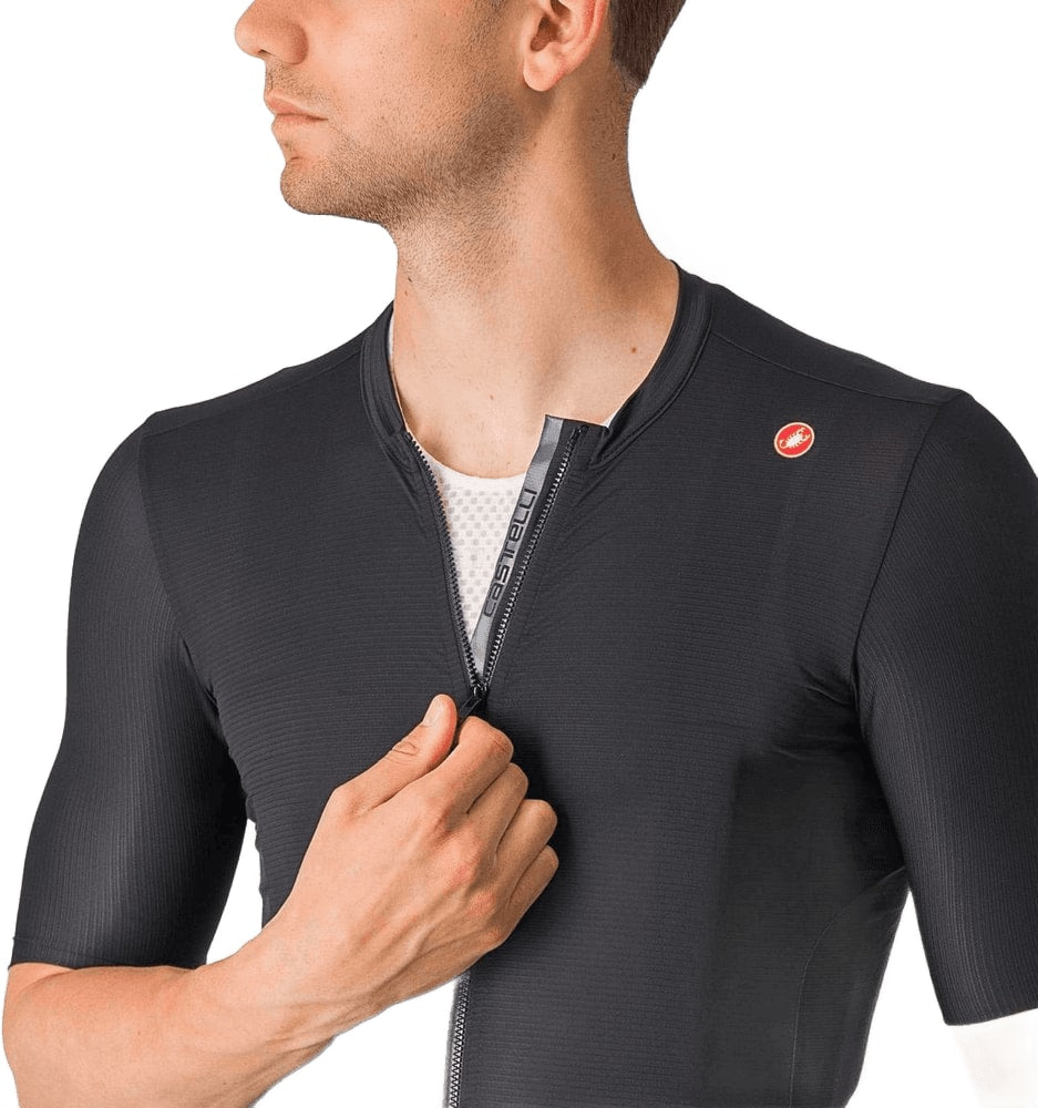 Men's Castelli Espresso SS cycling jersey with short sleeves, featuring bold design and breathable fabric for comfortable riding.
