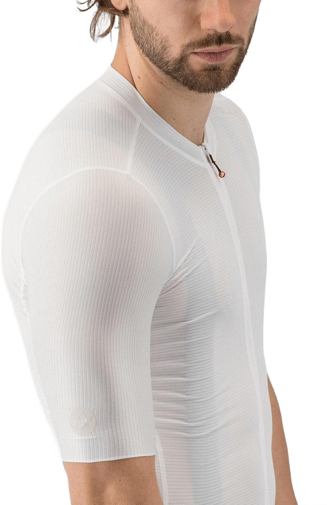 Castelli Espresso 2 SS men's cycling jersey in gray with short sleeves and logo details, designed for comfort and performance.