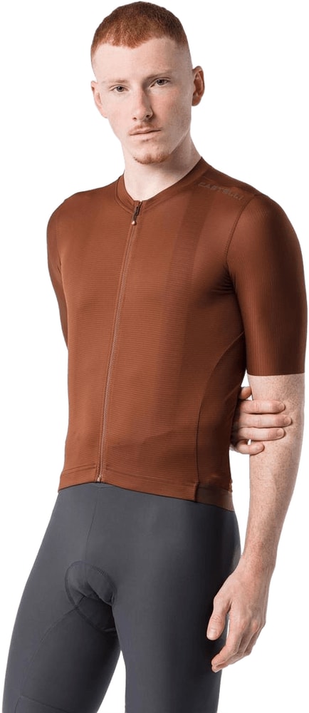 Castelli Espresso 2 SS men's cycling jersey in blue with short sleeves and logo, displayed on a hanger.