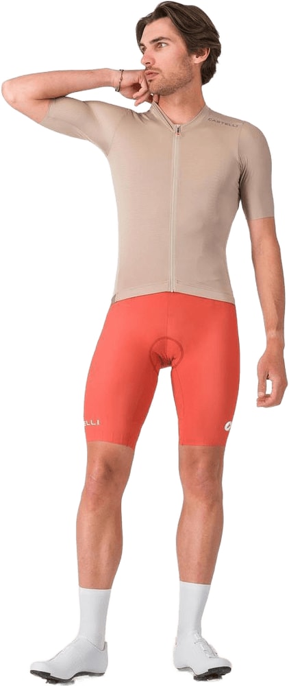 Castelli Espresso 2 SS men's cycling jersey in light blue with short sleeves and front zipper, designed for comfort and performance.