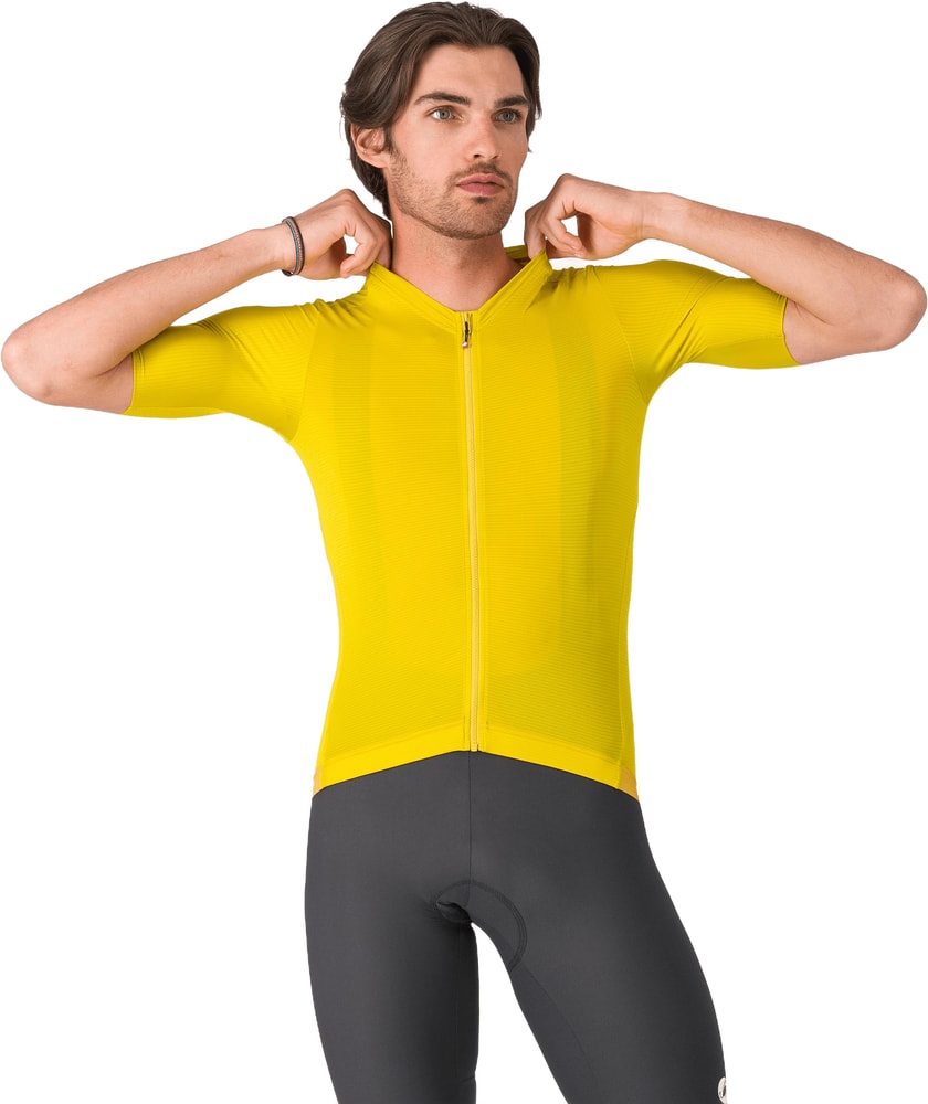 Castelli Espresso 2 SS men's cycling jersey in white with blue accents, lightweight and breathable clothing for cycling.