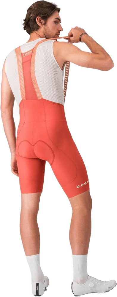 Castelli Espresso 2 men's bib knickers, technical cycling clothing with comfortable fit and breathable fabric, displayed on a hanger.