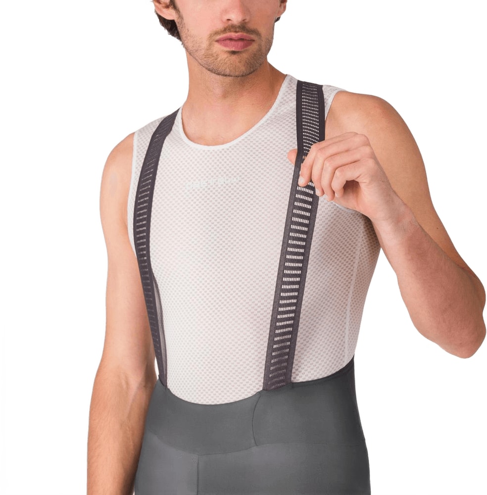 Castelli Espresso 2 men's bib knicks in black, showcasing the fitted cycling apparel with adjustable straps and padded seat.