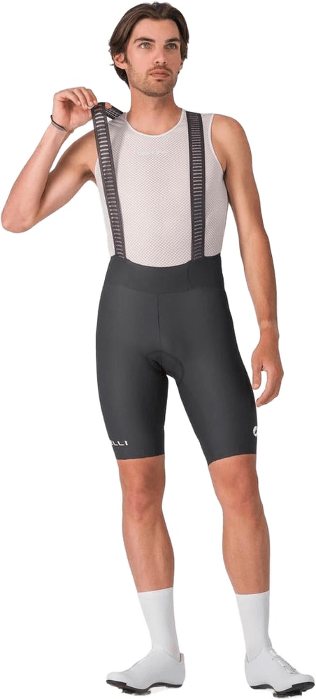 Castelli Espresso 2 men's bib knicks in black, featuring supportive bib straps and padded chamois for cycling comfort.