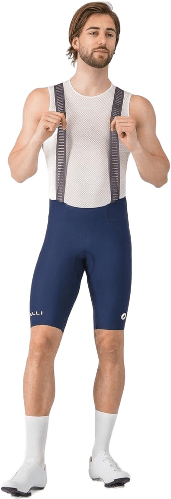 Castelli Espresso 2 men's bib knickers in black, featuring padded chamois and stretchy cycling fabric for comfort and performance.