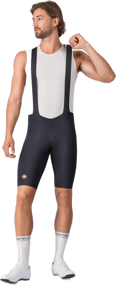 Castelli Free Aero Race S men's bib knicks showing sleek, aerodynamic design with fitted fabric and Chamois padding for cycling comfort.