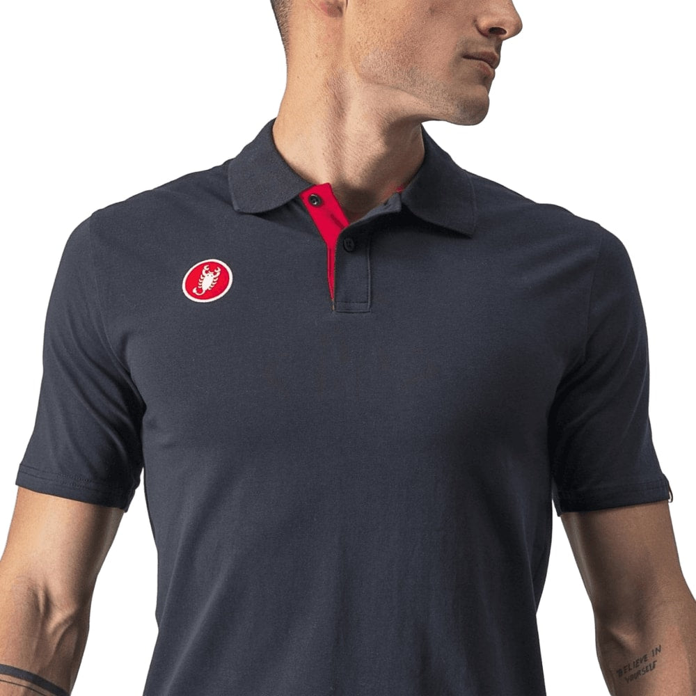 Castelli Race Day SS men's polo shirt in lightweight fabric, featuring a classic collar and sporty design.