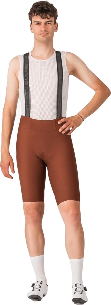 Castelli Espresso men's bib knicks, cycling clothing with padded chamois, black with red accents, designed for comfort and performance.