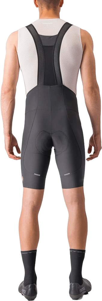 Castelli Espresso men's bib knicks showing black cycling shorts with adjustable straps and padded chamois for comfort.