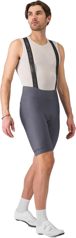 Castelli Espresso men's bib knicks in black cycling apparel with padded chamois for comfort during rides.