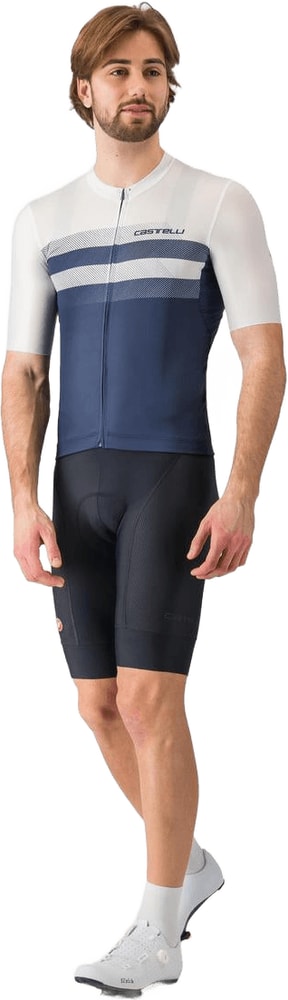 Castelli Simbolo SS men's cycling jersey with short sleeves, lightweight fabric, and bold logo design.