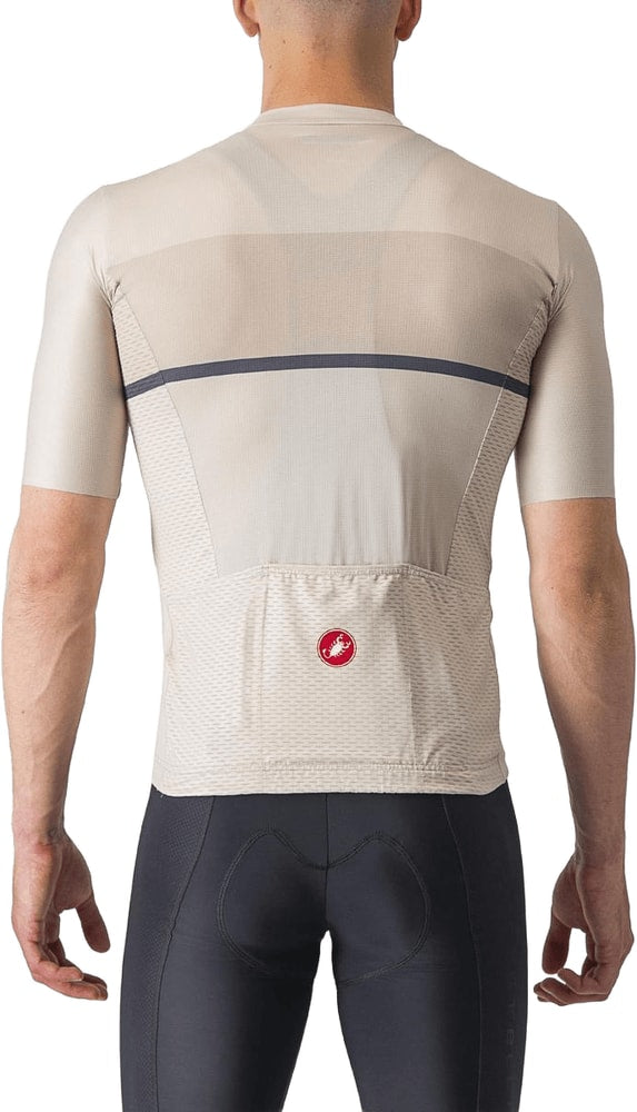 Castelli Tradizione SS men's cycling jersey in white and red, featuring short sleeves and a full front zipper.