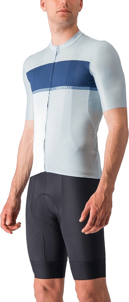 Castelli Tradizione SS men's cycling jersey in white with red and black accents, featuring a front zipper and short sleeves.