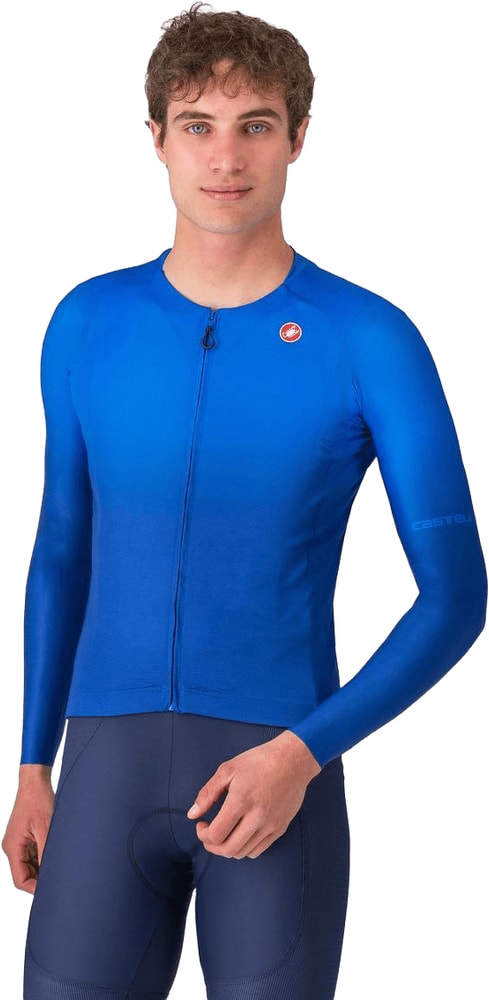 Castelli UPF long-sleeve men's cycling jersey in breathable fabric with logo details.