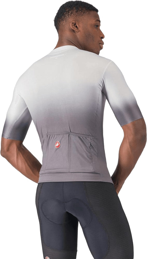 Castelli UPF short-sleeve men's cycling jersey in lightweight fabric, featuring a fitted design and vibrant color.