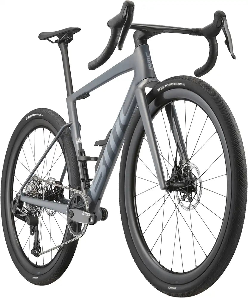 BMC Kaius 01 gravel bike with lightweight frame, drop handlebars, and knobby tires for off-road cycling adventures.