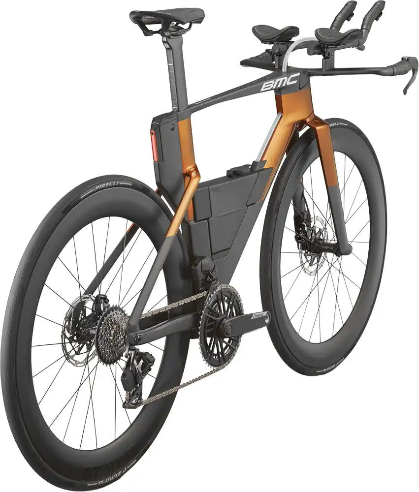 BMC Speedmachine 01 ONE triathlon bike with aerodynamic frame and sleek design, suited for competitive cycling and triathlon events.