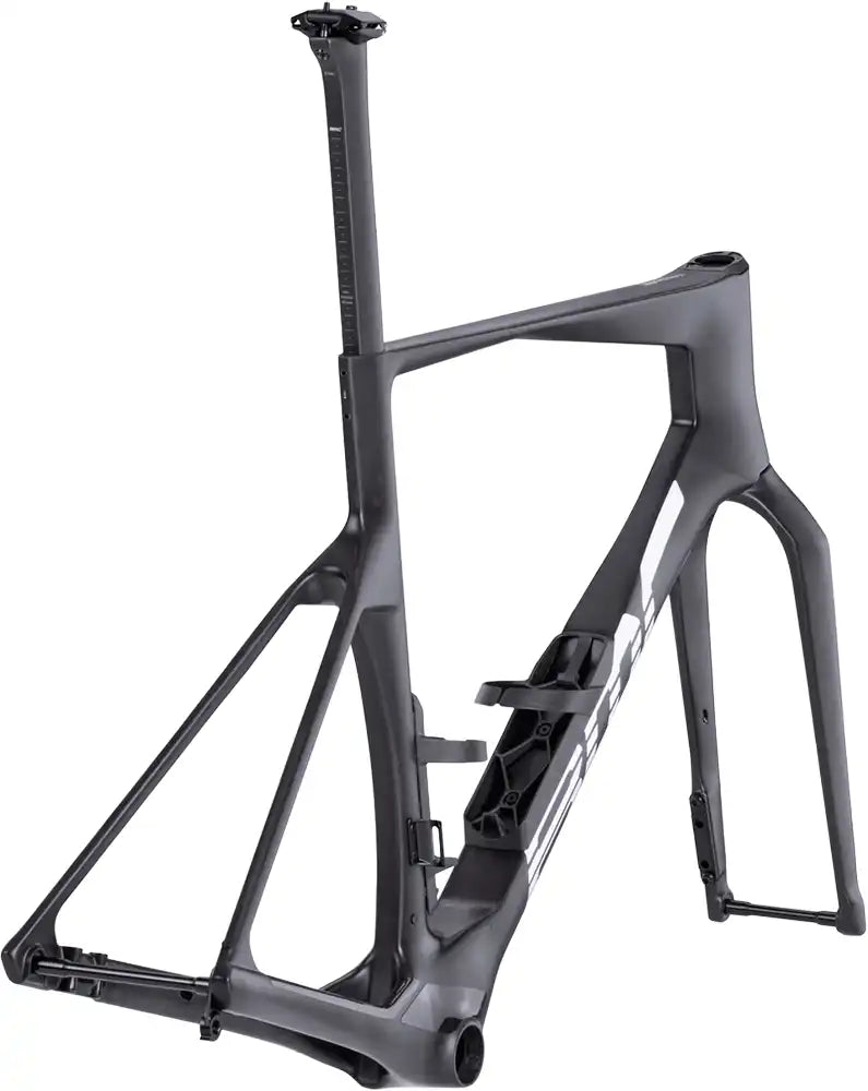 BMC 2027 Teammachine R 01 road bike frameset in sleek black with aerodynamic design and lightweight carbon construction.