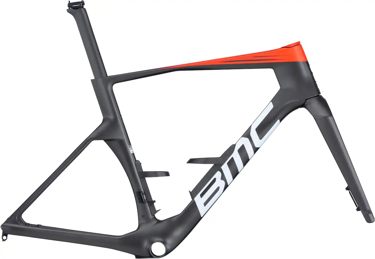 BMC 2027 Teammachine R 01 road bike frameset in sleek black with carbon fork and lightweight design.