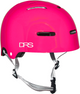 DRS BMX helmet with ventilation vents and adjustable straps, black and red design for cycling safety and protection.