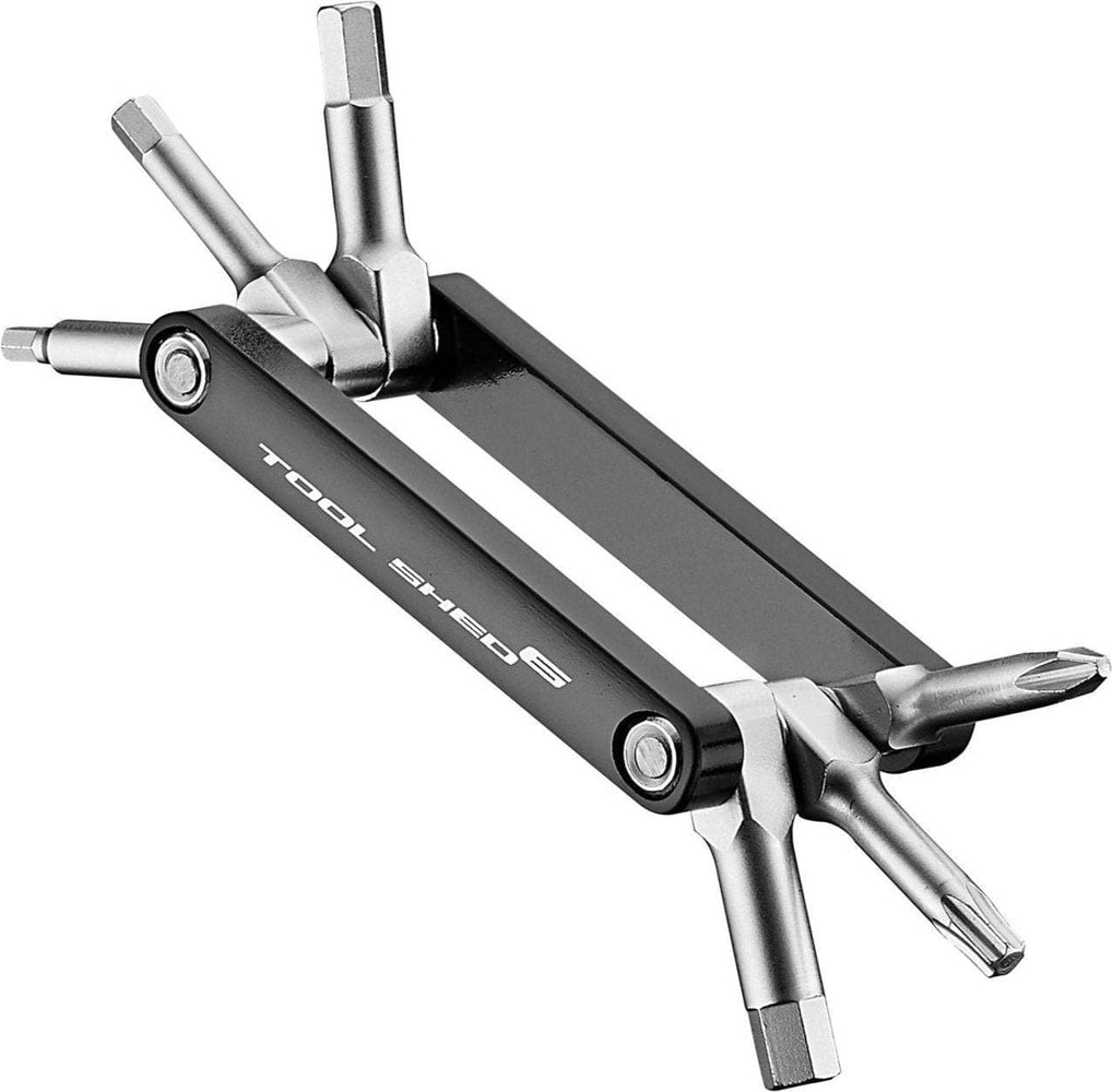 Giant Tool Shed 6 Multi Tool accessories, showing various attachments and components in a close-up view.