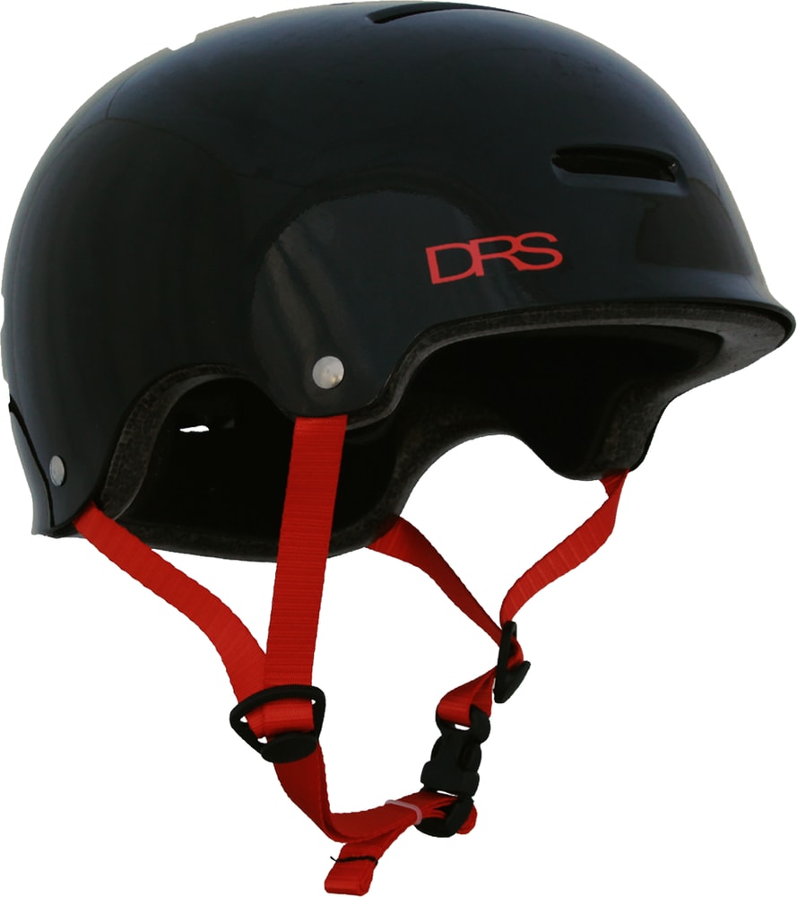 DRS BMX helmet in black with ventilation holes, lightweight design, and adjustable straps for safe cycling.