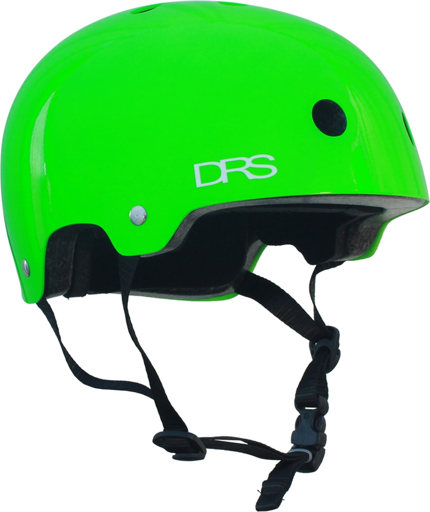 DRS BMX helmet with adjustable straps and ventilation holes, designed for safety and style in biking activities.