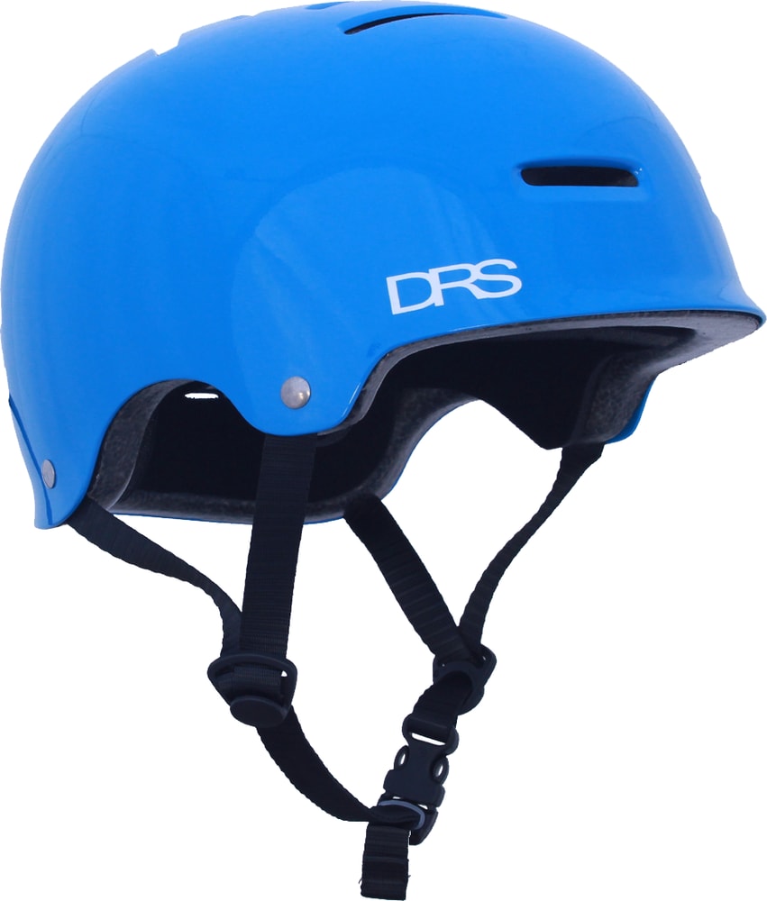 DRS BMX helmet showing a black and red protective helmet with adjustable straps and ventilation for cycling safety.