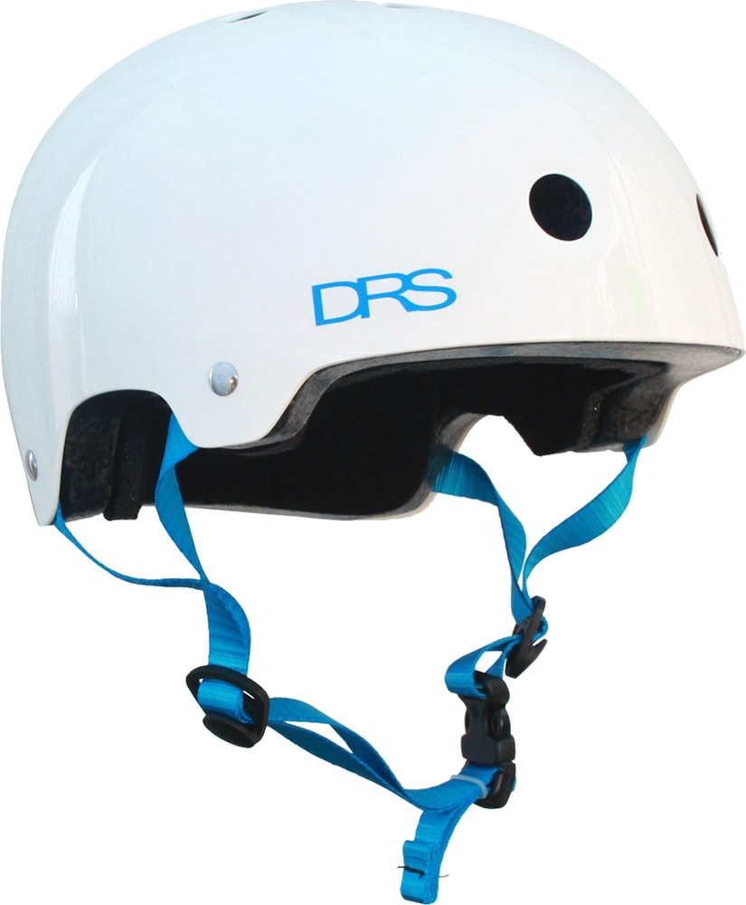 DRS BMX helmet with adjustable straps and ventilation, shown in a sleek design suitable for cycling and skateboarding.