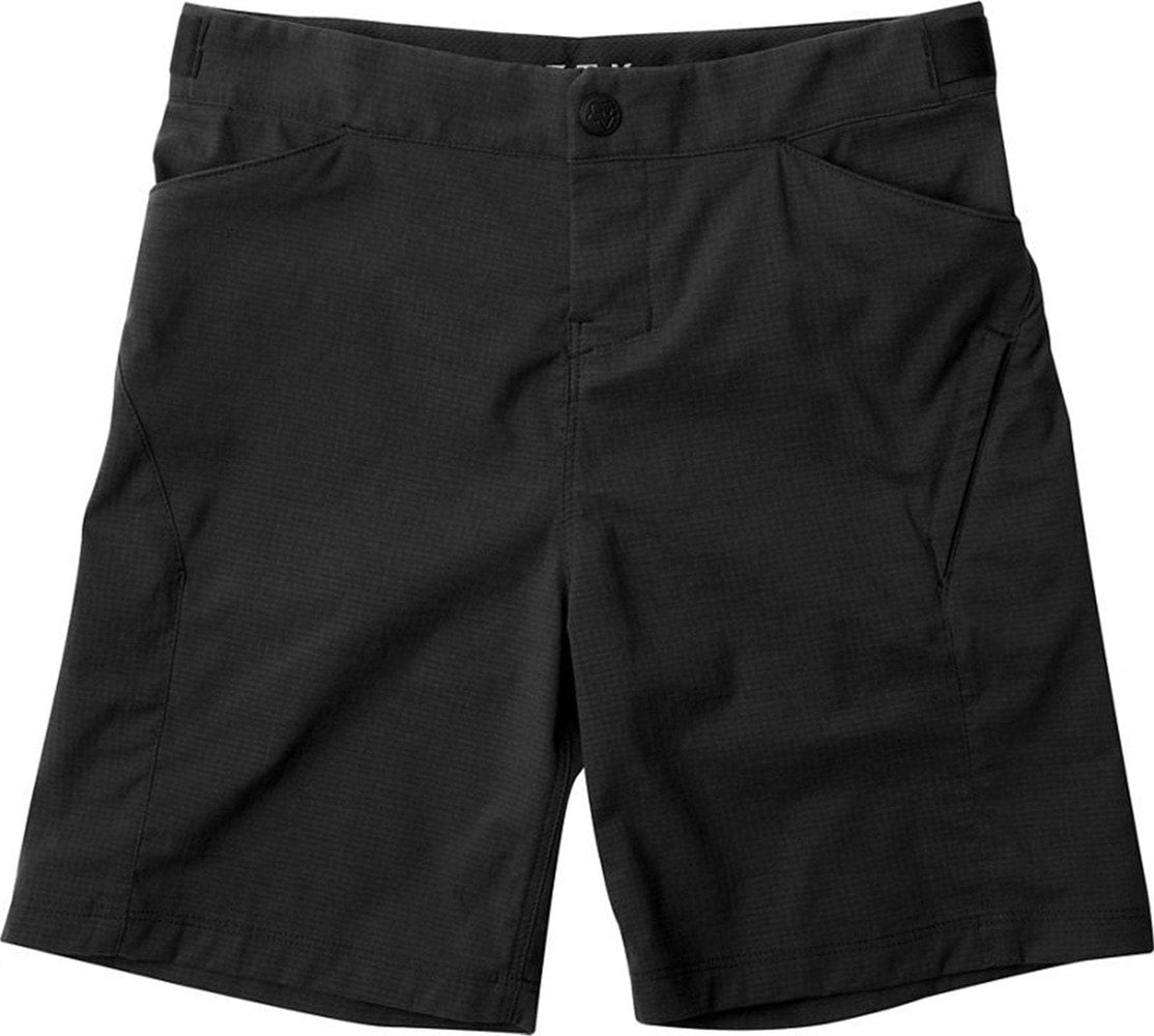 Fox Ranger Youth MTB shorts, durable outdoor clothing for kids, featuring breathable fabric and adjustable waistband for active riding.