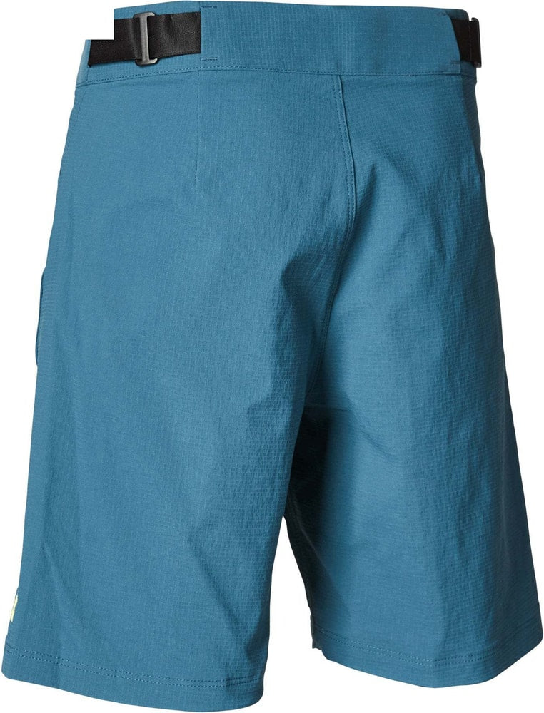 Fox Ranger youth MTB shorts in durable black clothing with adjustable waistband and multi-pocket design for active mountain biking.