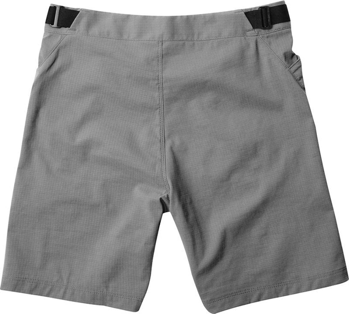 Fox Ranger Youth MTB Shorts, durable bike clothing for kids, featuring breathable fabric and adjustable waistband.