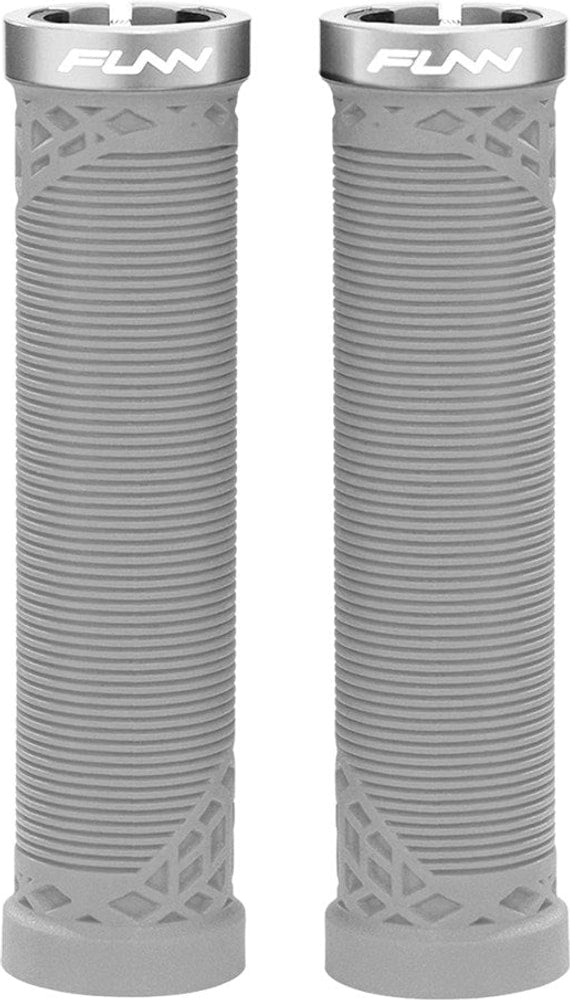 FUNN Hilt Lock-On MTB grips featuring textured rubber surface and locking mechanism for secure mountain bike handlebar control.