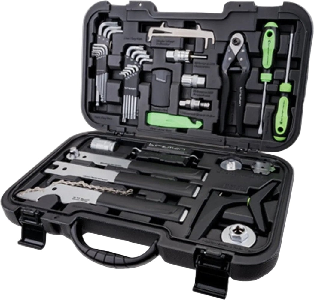 Birzman Travel 20-piece toolbox with various bike tools and accessories in a compact carrying case.