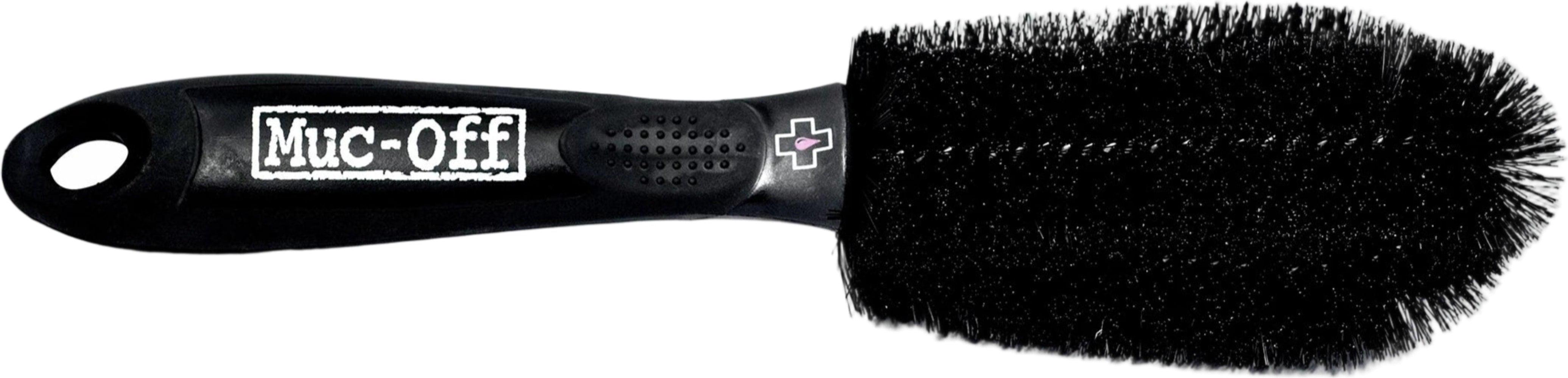 Muc-Off Wheel and Component Brush for bike maintenance, featuring durable bristles and ergonomic handle, accessories for cleaning.