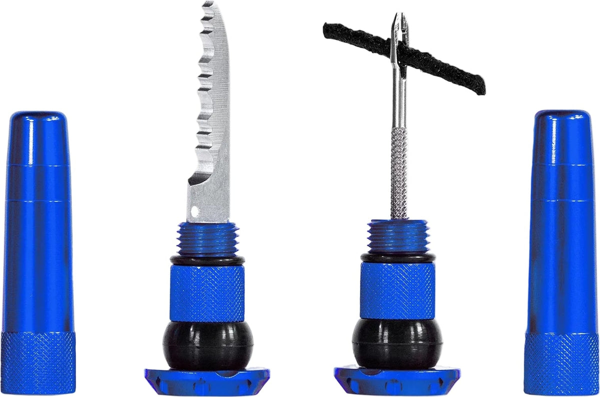 Muc-Off Sealth tubeless plugs for bicycle tires, black rubber accessories for sealing tubeless tire leaks.