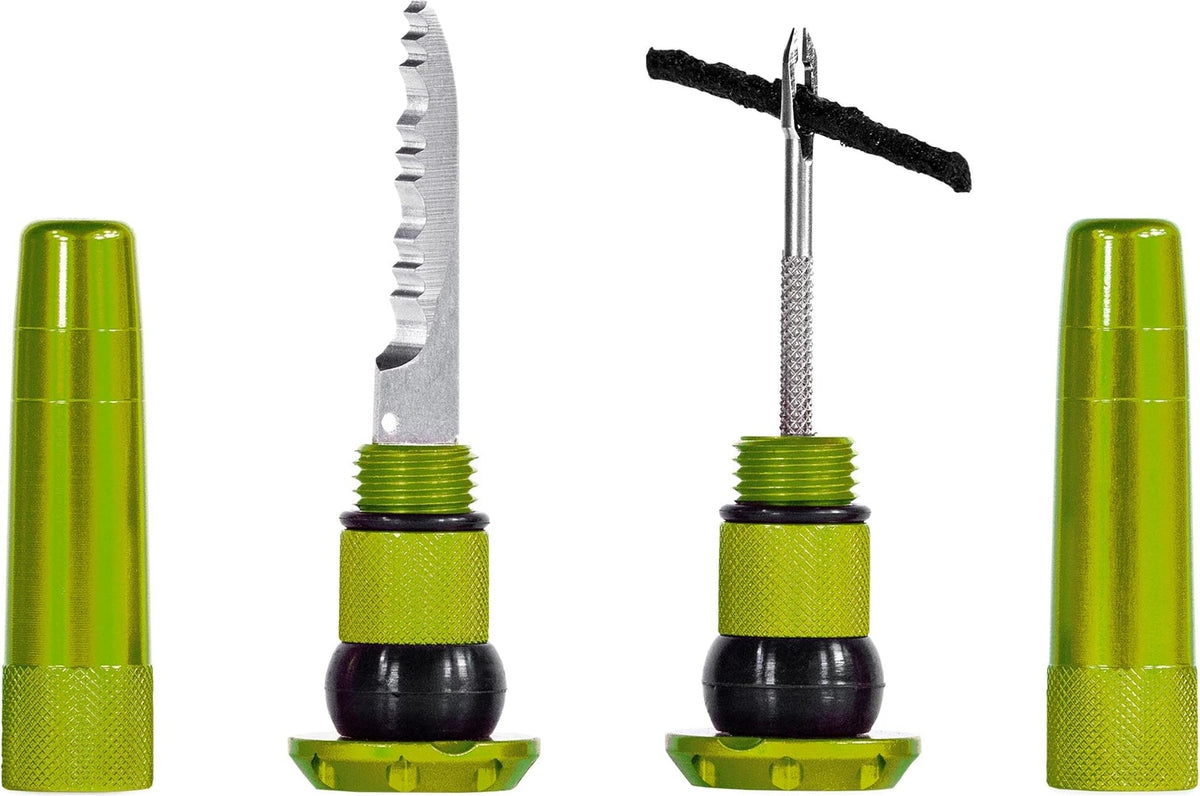 Muc-Off Sealth tubeless plug accessories for bicycle tire puncture repair, shown in a close-up image.