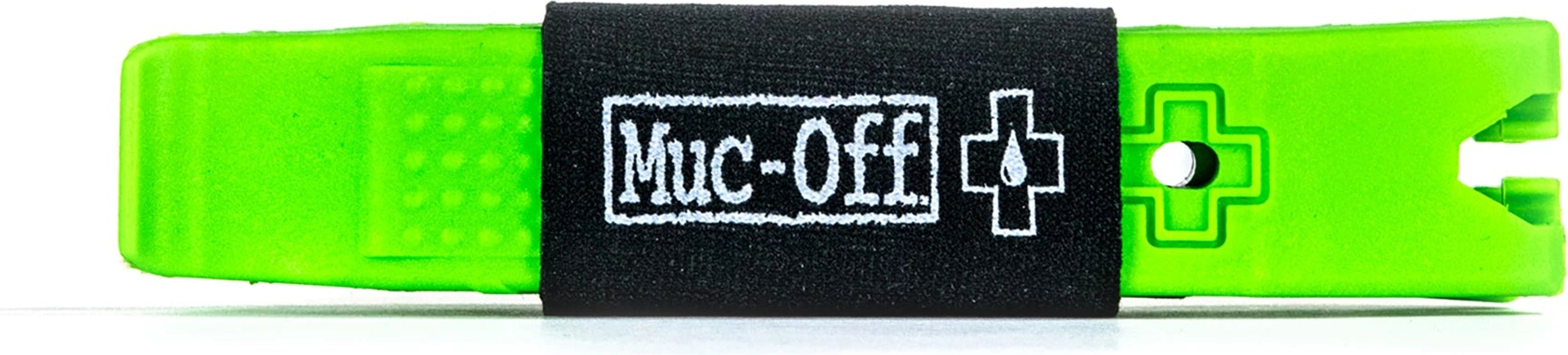Muc-Off Rim Stix tyre levers, durable cycling accessories for easy tire removal and installation, shown in use.