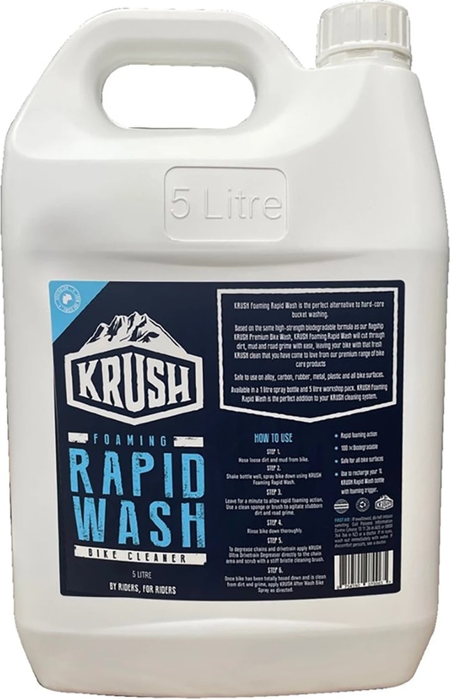 Krush Rapid Bike Wash accessories kit with cleaning brushes and tools for quick, effective bike washing and maintenance.