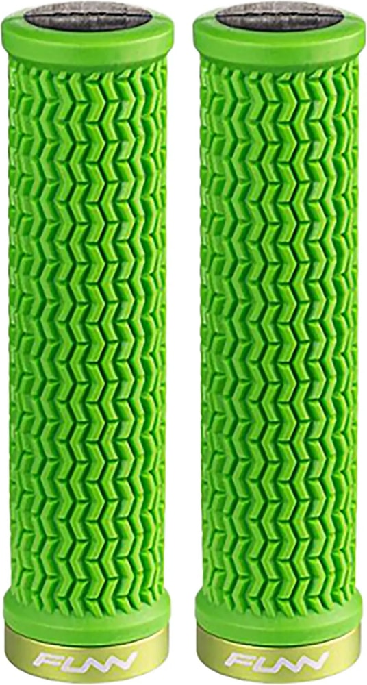 FUNN Holeshot Lock-On MTB grips showing textured rubber surface and secure locking mechanism for mountain biking comfort and control