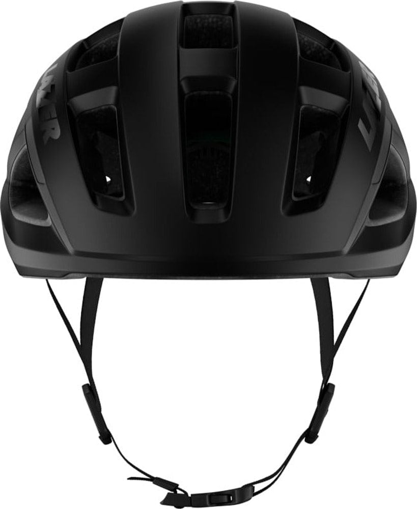Lazer Tonic Kineticore road helmet with aerodynamic design and adjustable straps, shown from the side view.