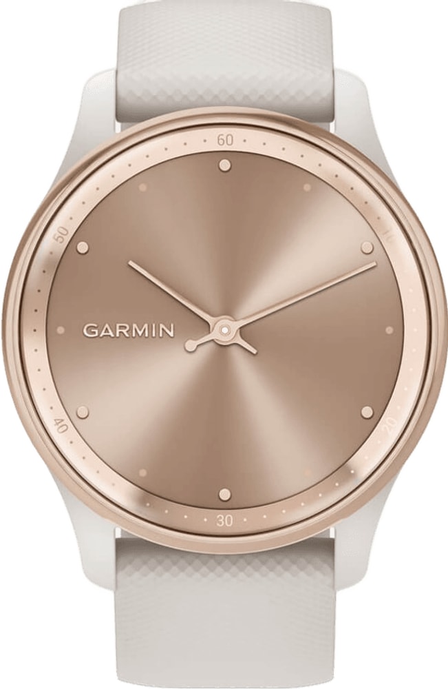 Garmin Vivomove Trend watch accessory with a sleek design featuring a digital and analog display on a black strap.