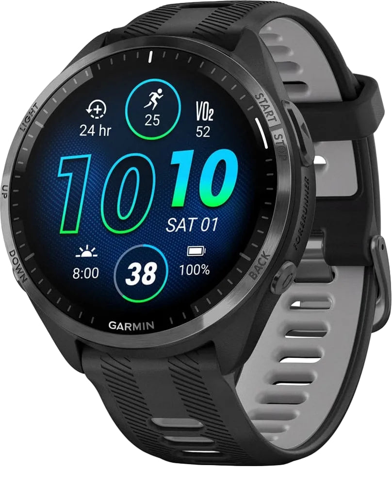 Garmin Forerunner 965 GPS watch accessory with a sleek design, featuring digital display and sporty band for fitness tracking.