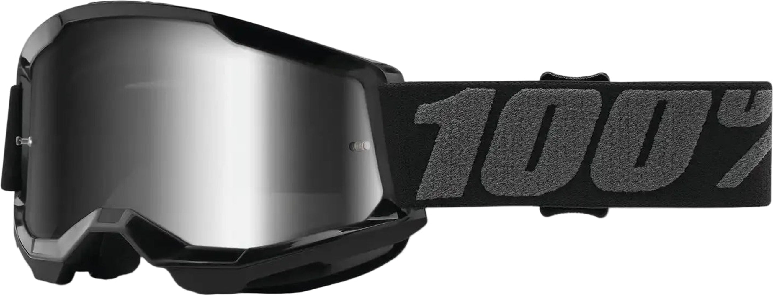 Youth goggles from 100 Percent Strata 2 accessories with clear lenses and adjustable straps for active sports use.