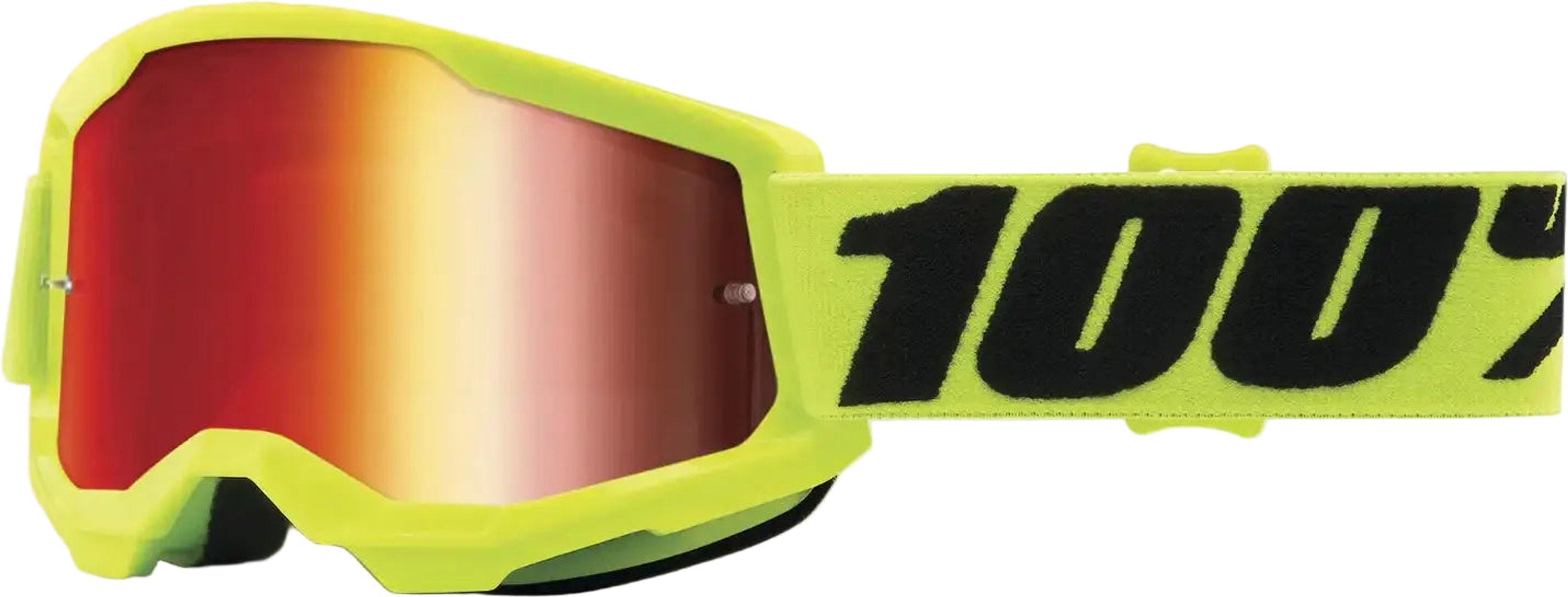 100 Percent Strata 2 youth goggles with clear lenses and adjustable straps, designed for kids' sports and outdoor activities.
