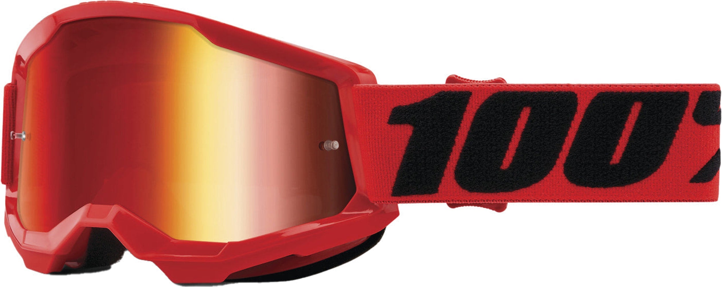 Youth goggles from 100 Percent Strata 2 accessories, featuring a sleek design with adjustable straps and clear lenses.