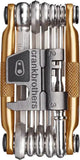 Crankbrothers M17 multi tool with various hex keys, screwdrivers, and a chain tool, designed for bicycle maintenance and repairs.