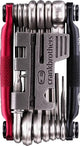 Crankbrothers M20 multi-tool with various Allen keys and screwdrivers, compact accessories for bike repairs and maintenance.