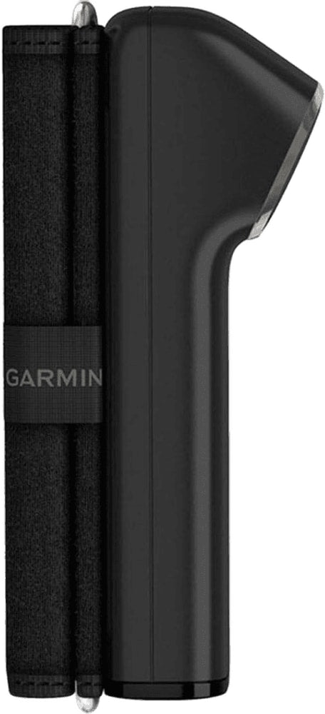Garmin Index BPM blood pressure monitor accessory showing a compact device with digital display for health tracking.